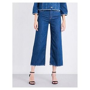 Anthropologie M.I.H Jeans Medium Wash Blue Cropped Wide Legs Caron Jeans Size 29